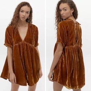 Free People ivy Velvet Mini Dress in Rust